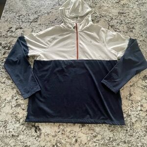Men's Two-Tone Hoodie Sweater - Navy and White